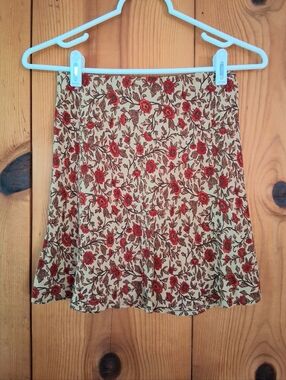 Aeropostale Cream Mini Skirt with Red Floral Print